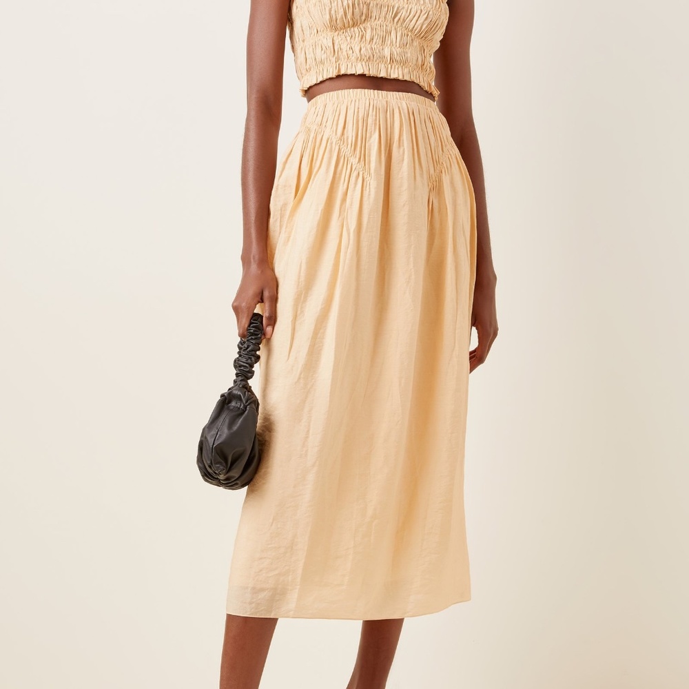 ANNA OCTOBER 'Liz' Smocked Crepe Midi Skirt (M)